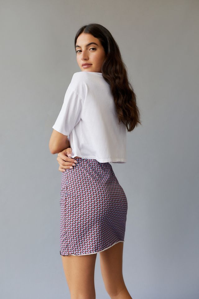 RIANI MINI SKIRT IN GEO KNIT COFFEE BROWN