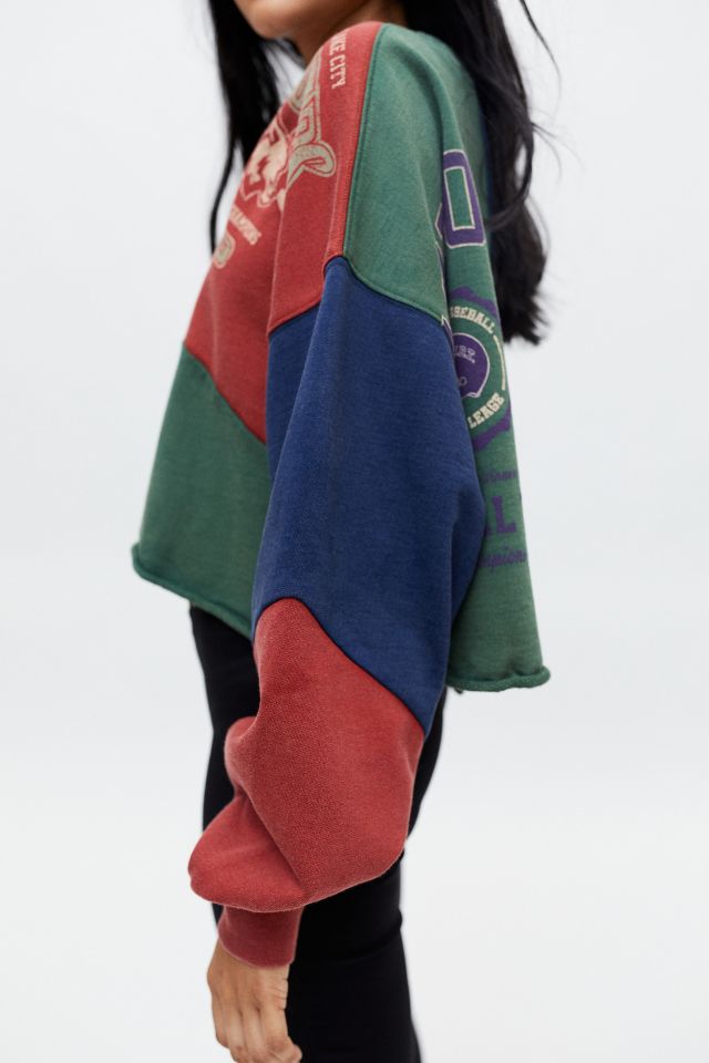 Collegiate Colorblock Cropped Sweatshirt #4