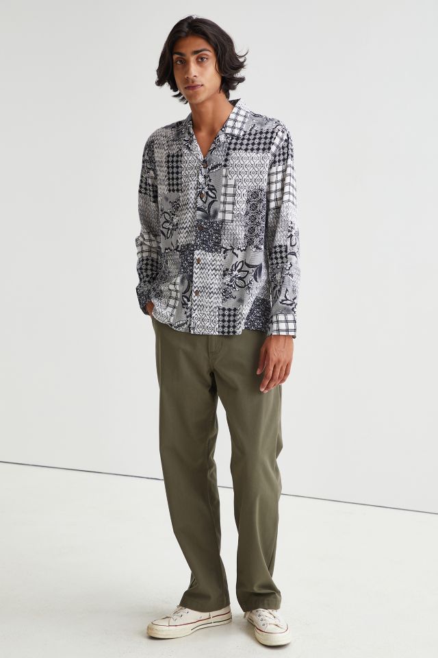 Raga Man Floral Patchwork Long Sleeve Shirt #1