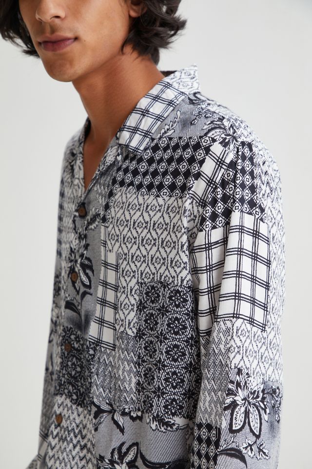 Raga Man Floral Patchwork Long Sleeve Shirt #2
