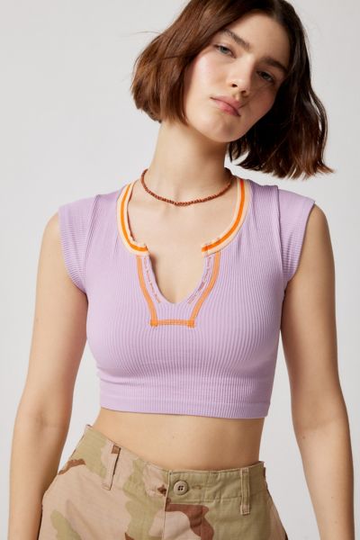 Out From Under Go For Gold Seamless Top In Lilac/orange