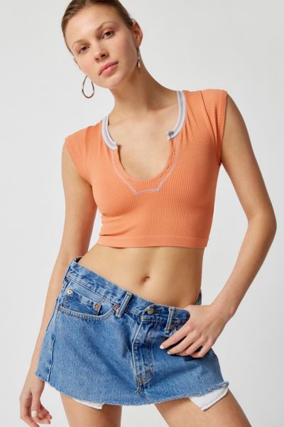 Out From Under Go For Gold Seamless Cropped Top in Orange