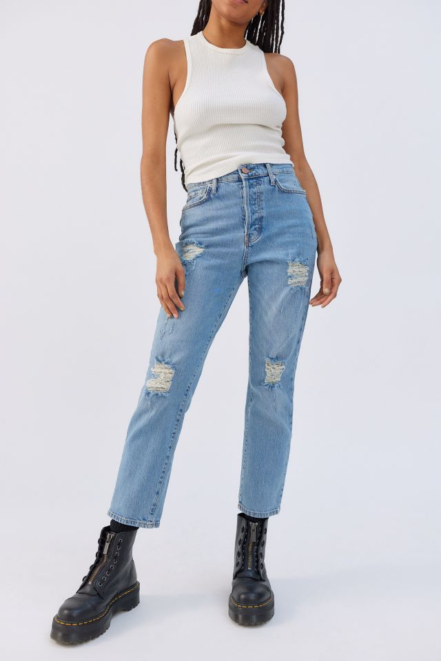 BDG High-Waisted Skinny Straight Jean — Distressed | Urban Outfitters