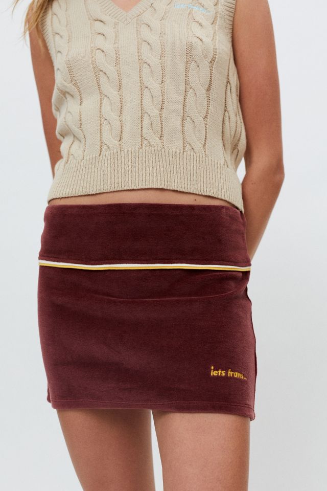iets frans... Brown Velour Low-Rise Skirt