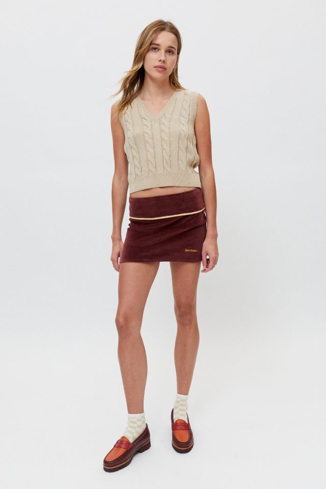 iets frans... Brown Velour Low-Rise Skirt #1