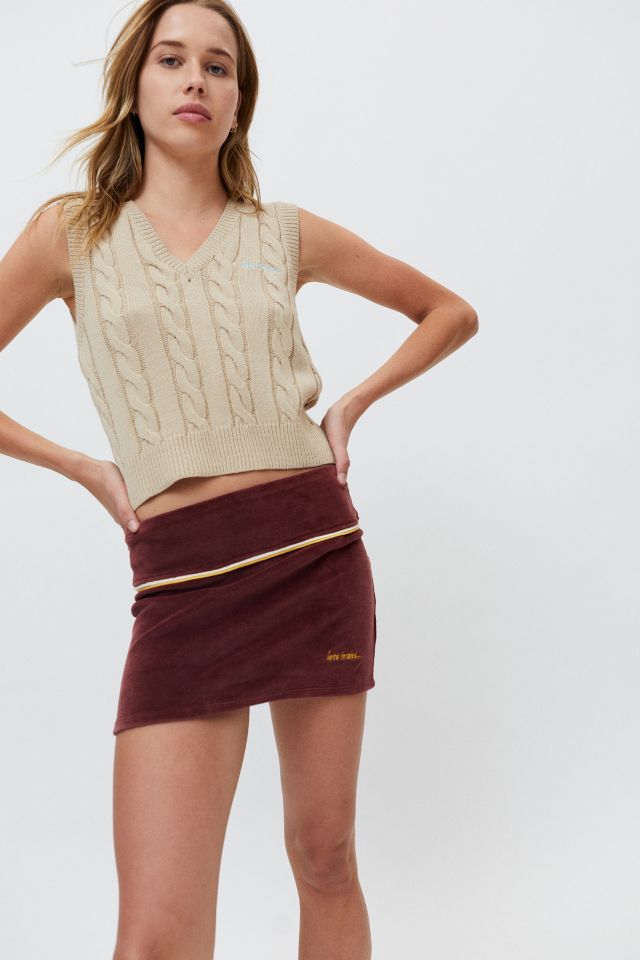 iets frans... Brown Velour Low-Rise Skirt #3