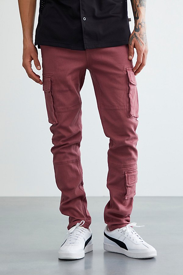 Standard Cloth Utility Skinny Cotton Cargo Pant In Maroon