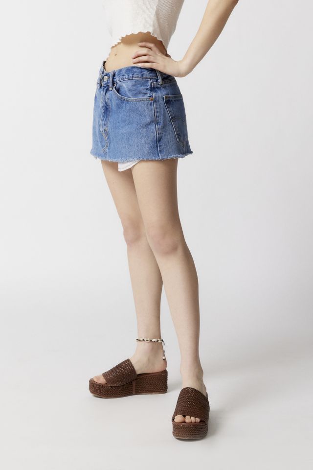 Urban Renewal Remade Levi’s® Low-Rise Denim Micro Mini Skirt #4