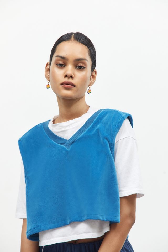 Urban Renewal Recycled Velour Crop Vest Urban Outfitters 9290