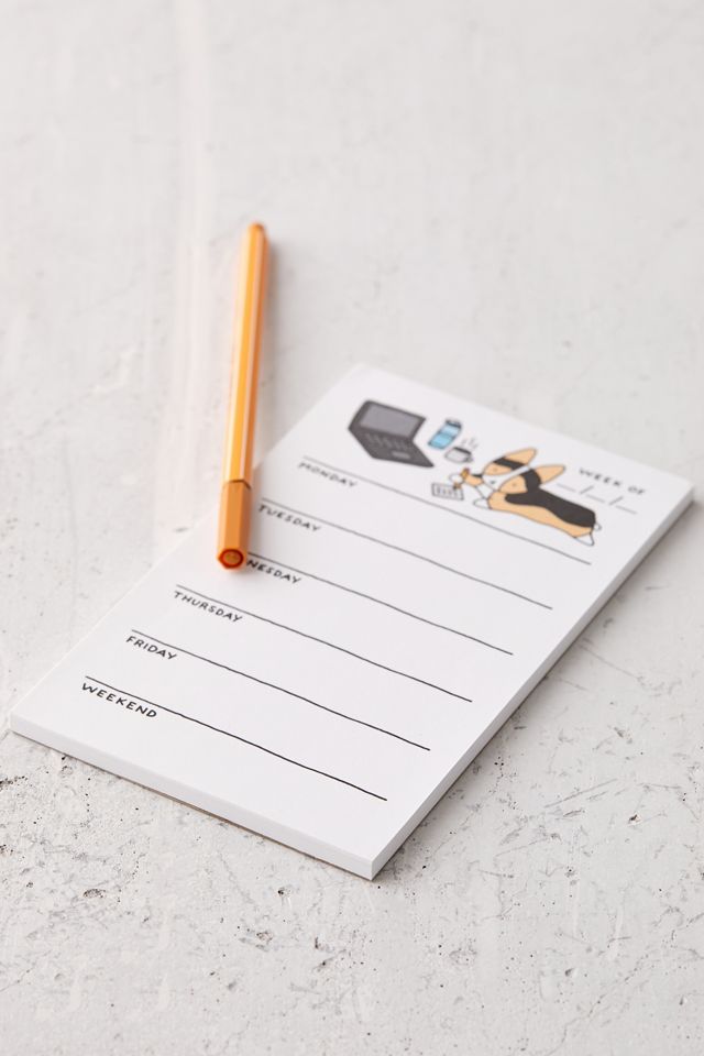 Tiffbits Working Corgi Weekly Memo Notepad | Urban Outfitters