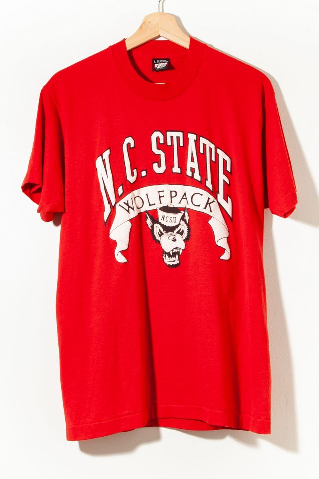 VTG 90s NC State Graphic Tee Red Black Short Sleeve T Shirt NCAA 1990s Vintage Men\u2019s Large L