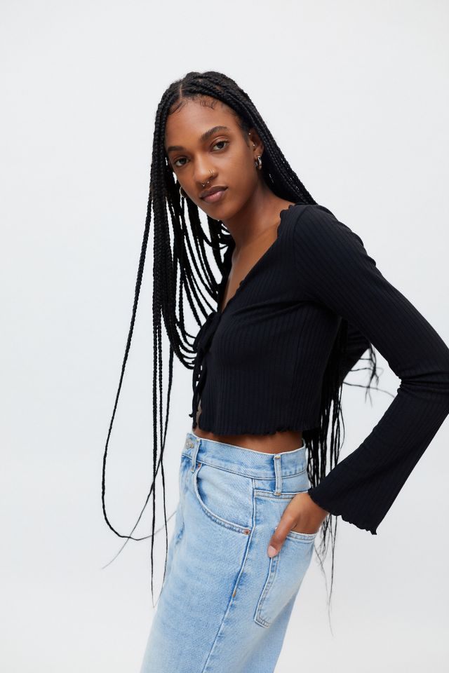 UO Leila Ribbed Tie-Front Top #3