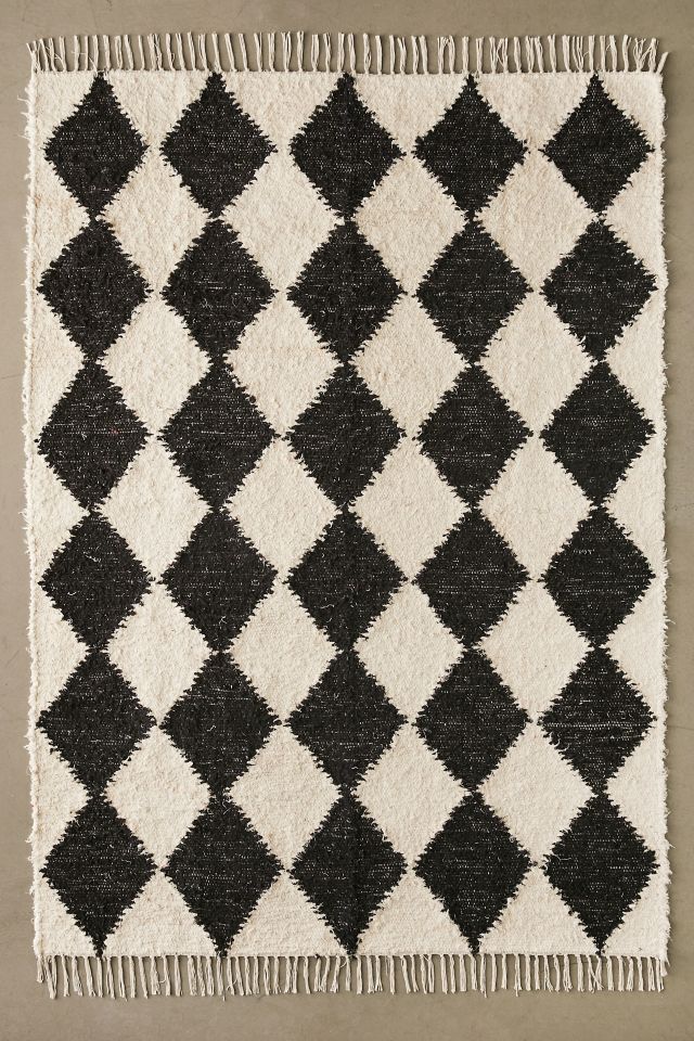 Diamond Woven Shag Rag Rug #1