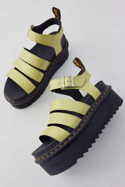 Dr. Martens' Dr. Martens Womens Lime Green Blaire Multi-strap Coated-leather Sandals In Lime Green