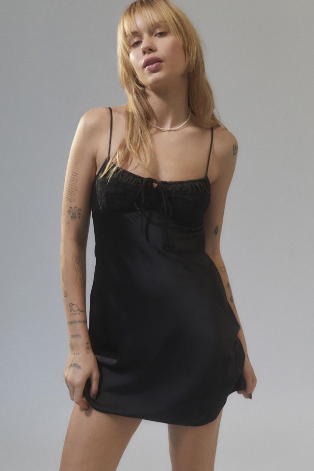 Uo Perrie Lace Inset Slip Dress Urban Outfitters