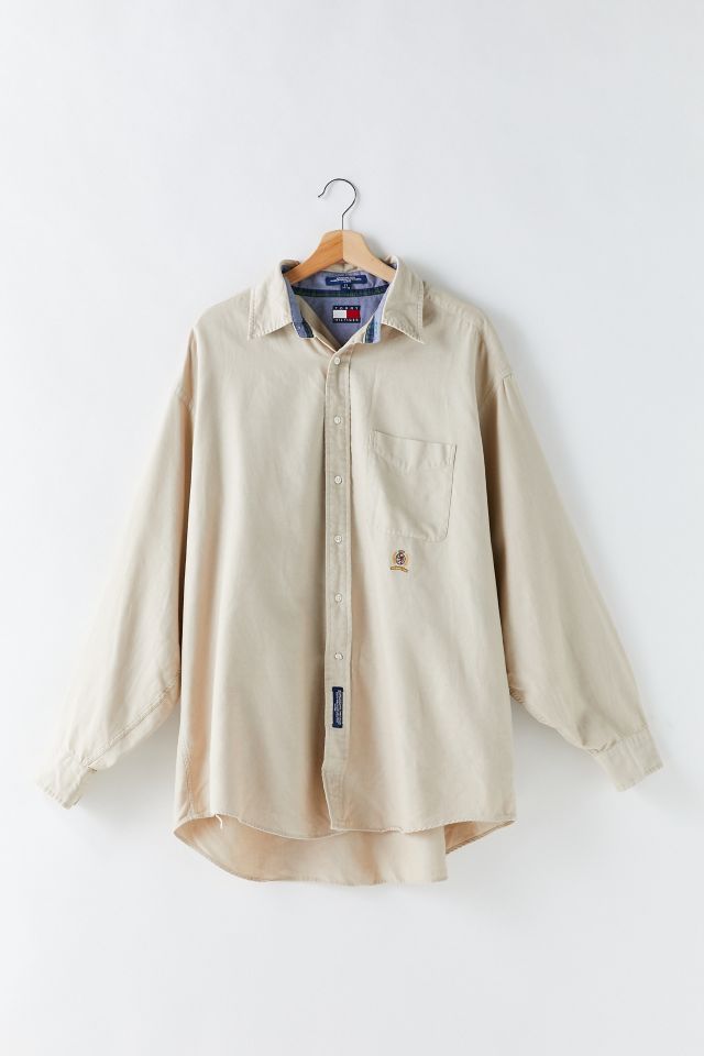 Vintage Tommy Hilfiger Taupe Button-Down Shirt | Urban Outfitters