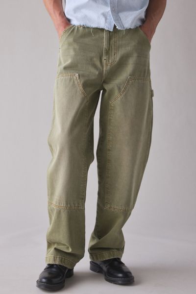 BDG BAGGY SKATE FIT DOUBLE KNEE JEAN IN OLIVE, MEN'S AT URBAN OUTFITTERS 