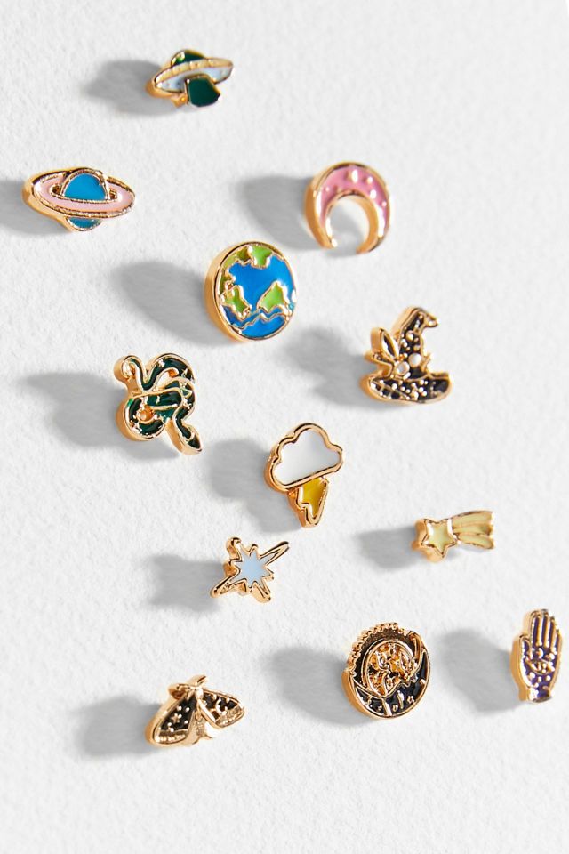 Ensemble de Boucles d'Oreilles Dépareillées en Émail #1