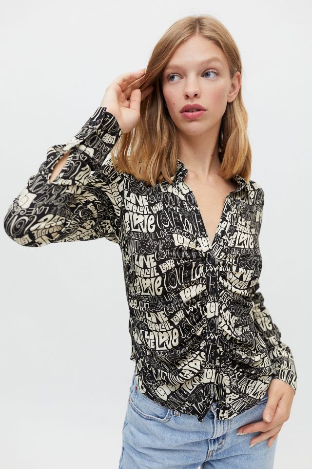 UO Siena Ruched Blouse | Urban Outfitters
