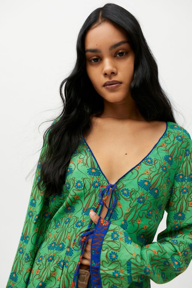 UO Phaedra Tie-Front Blouse | Urban Outfitters