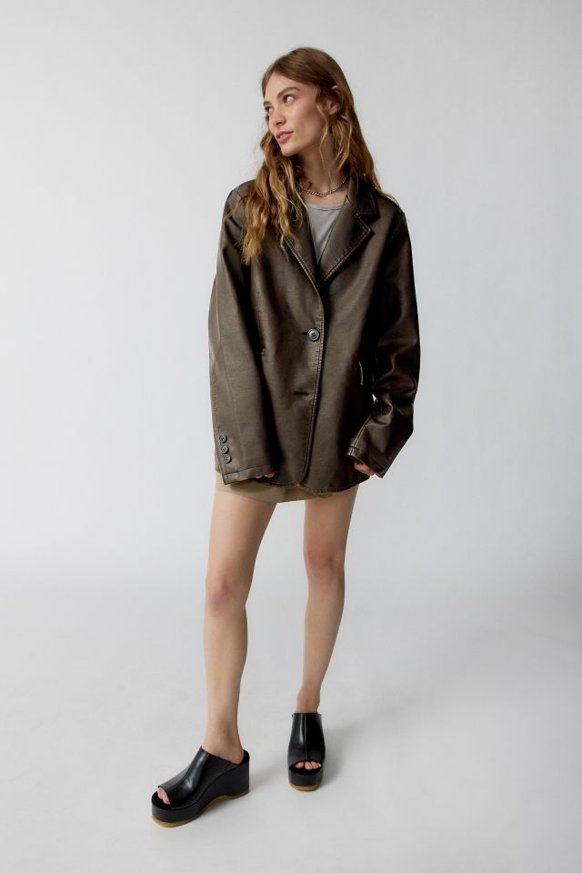 UO Jules Faux Leather Blazer #1