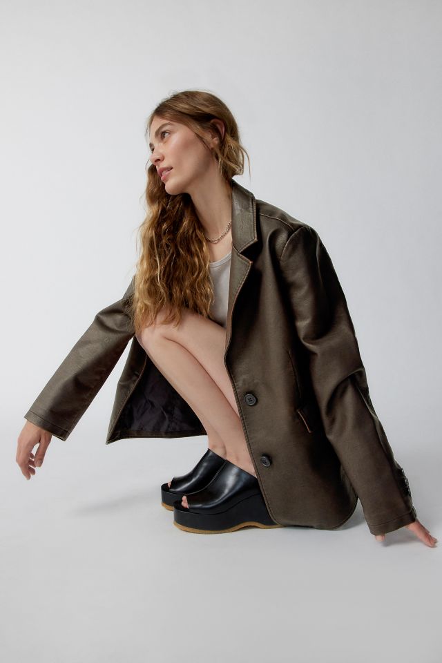 UO Jules Faux Leather Blazer #2