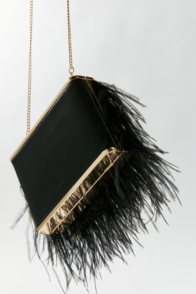 Estelle Black Feather Clutch