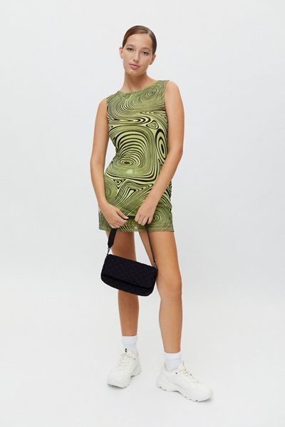 UO Austin Flocked Mesh Dress | Urban Outfitters