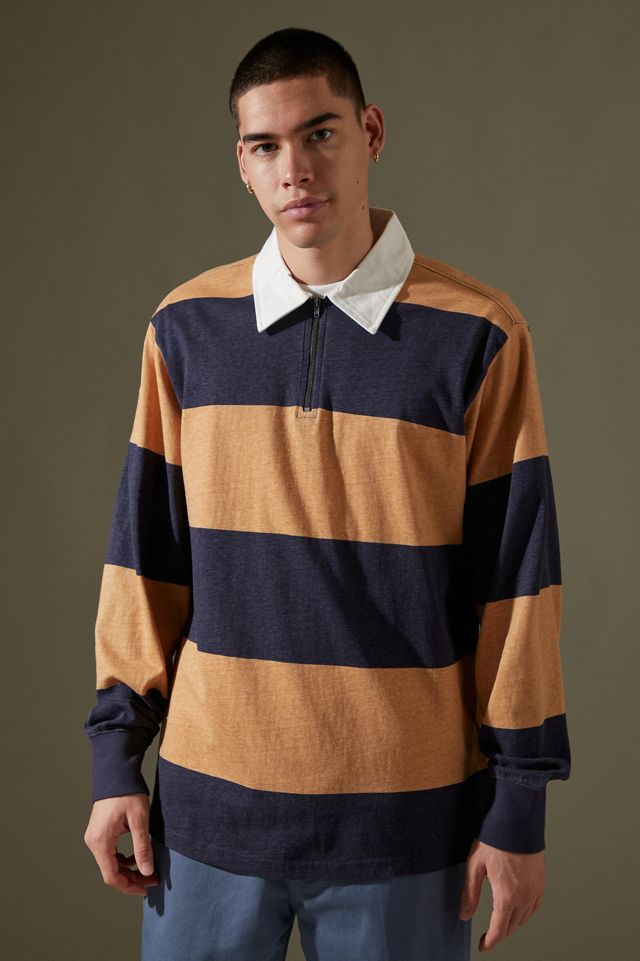XLARGE RUGBY ZIP SHIRT エクストララージ] カジュアル EMBLEM STRIPED