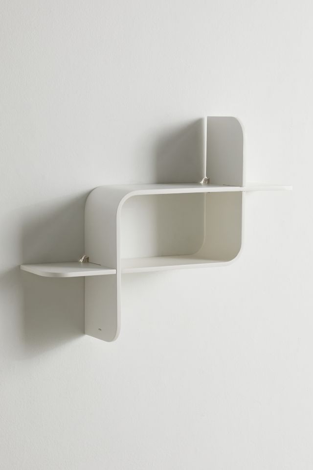 White Modern Bentwood 2-Tier Floating Wall Shelf