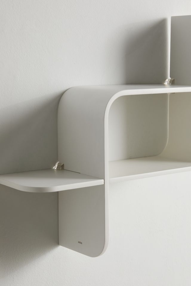 White Modern Bentwood 2-Tier Floating Wall Shelf