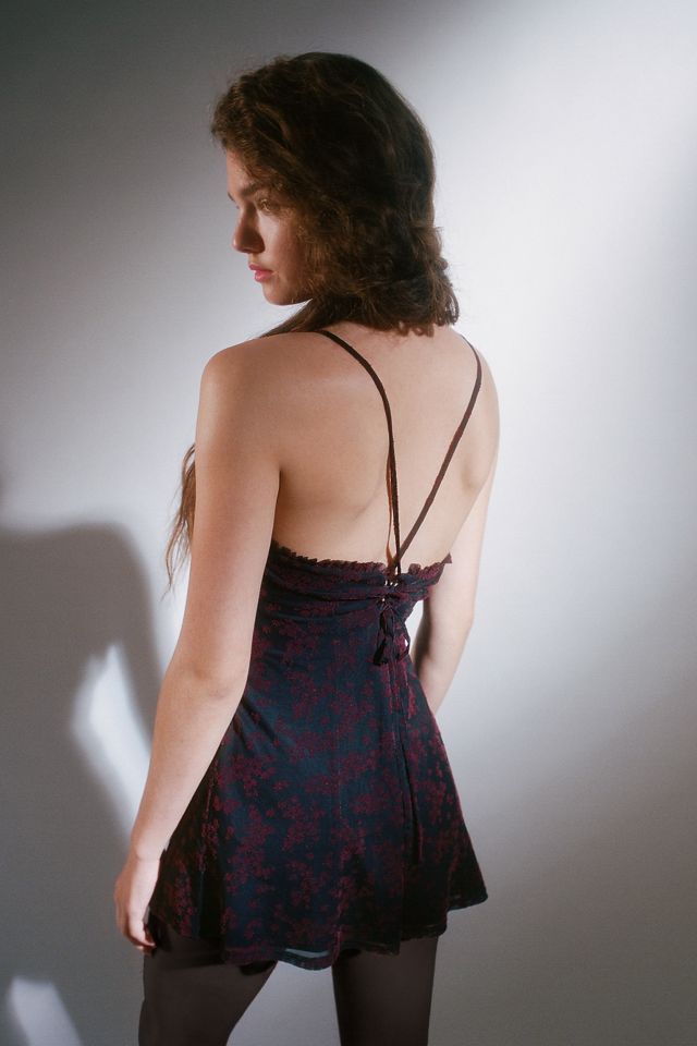UO Carrie Straight Neck Mesh Romper #1