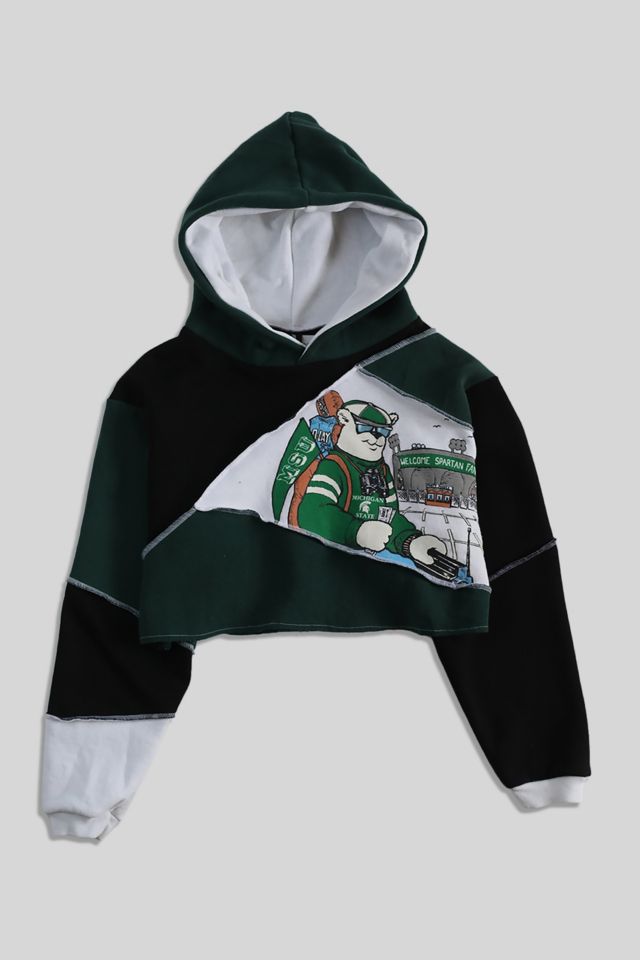 Frankie Collective Rework Patchwork NFL Crop Hoodie Sweatshirt