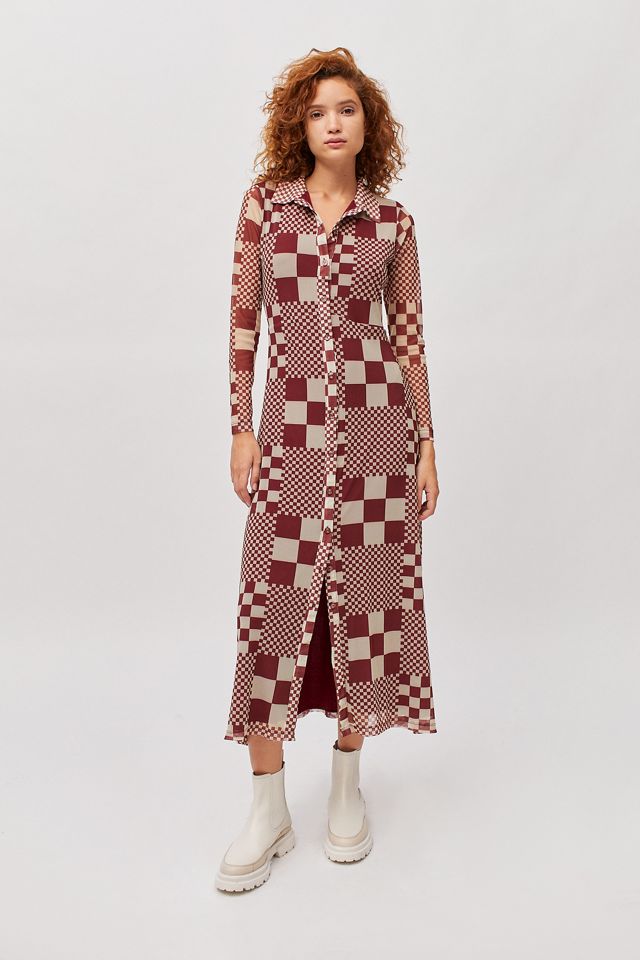 knee length dresses for ladies Mesh Button Dress Shirt
