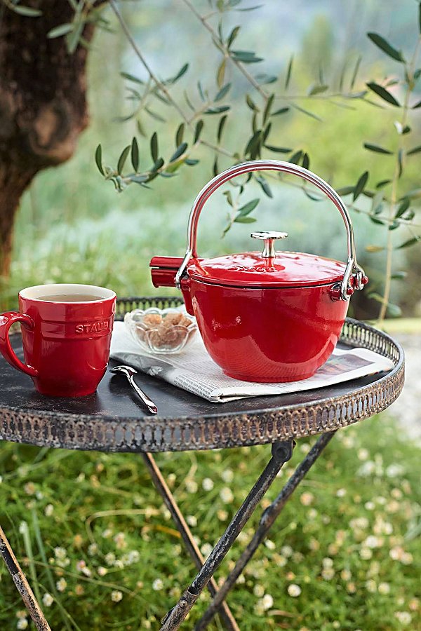 Shop Staub Cast Iron 1-qt Round Tea Kettle In Cherry At Urban Outfitters