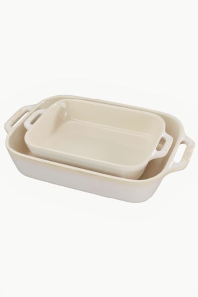 Staub Ceramic 2-pc Rectangular Baking Dish Set In Rustic Ivory