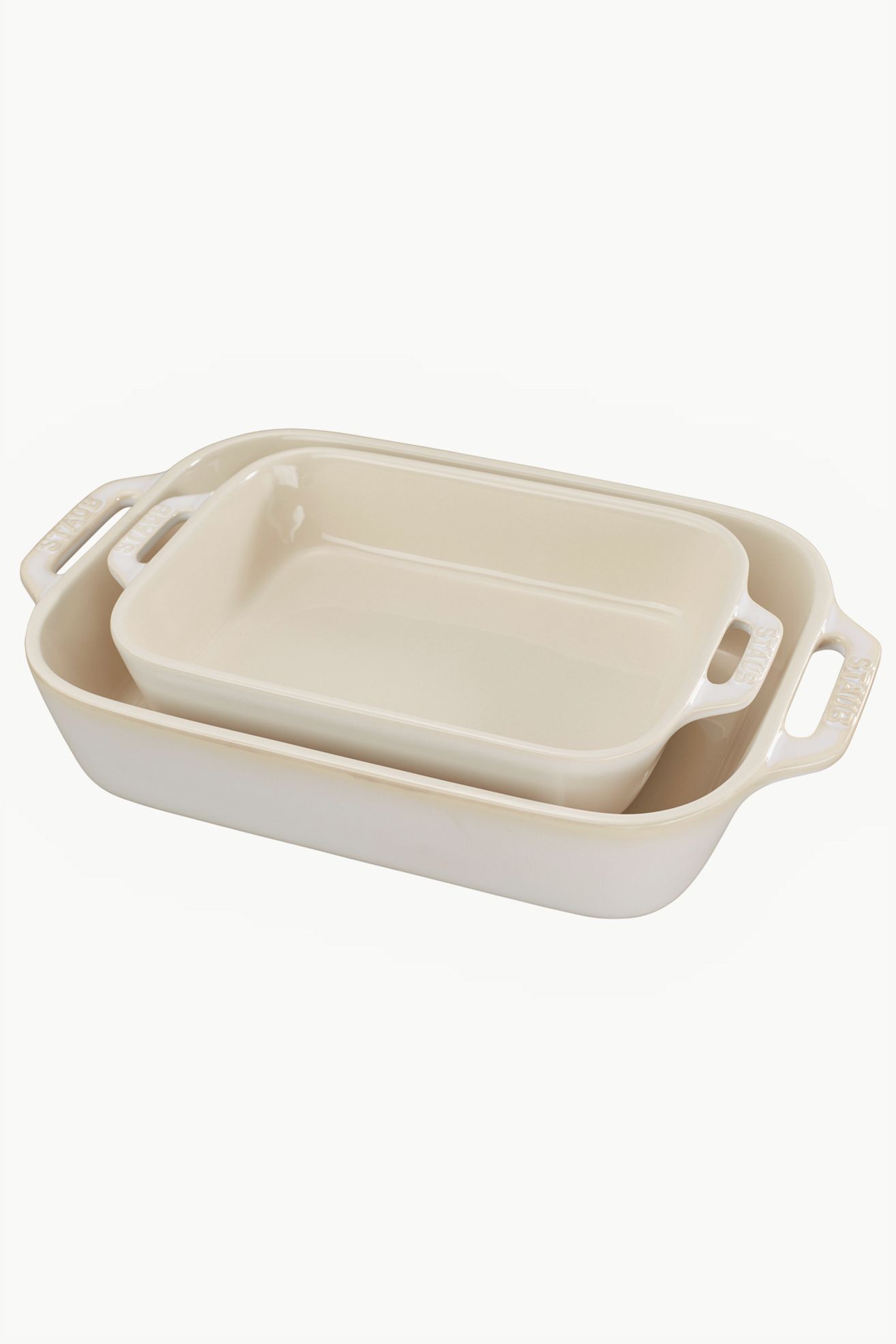 Staub Ceramic 2-pc Rectangular Baking Dish Set - Rustic Ivory, Regular, ONE SIZE
