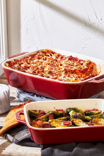 Staub Ceramic 2-pc Rectangular Baking Dish Set In Rustic Red