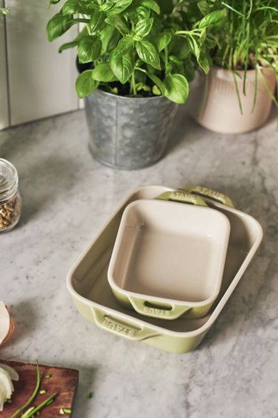 Staub Ceramic 2-pc Rectangular Baking Dish Set In Macaron Green At Urban Outfitters