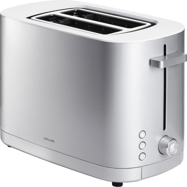 Silver Stainless Steel Digital 2-Slot Toaster with Crumb Tray