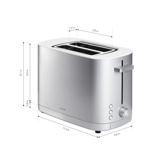 Silver Stainless Steel Digital 2-Slot Toaster with Crumb Tray