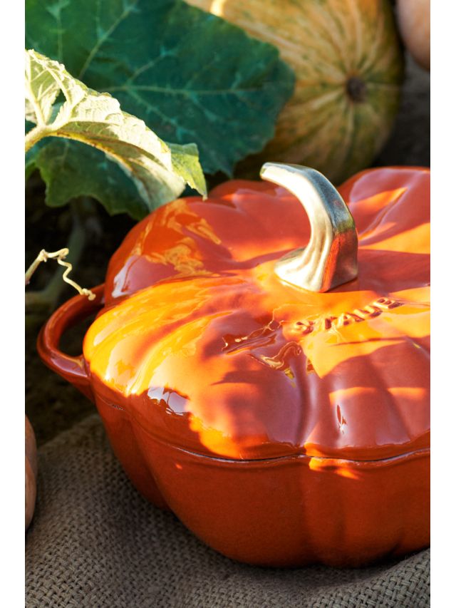 Staub 3.5 Qt. Cast Iron Pumpkin Dutch Oven in Burnt Orange with