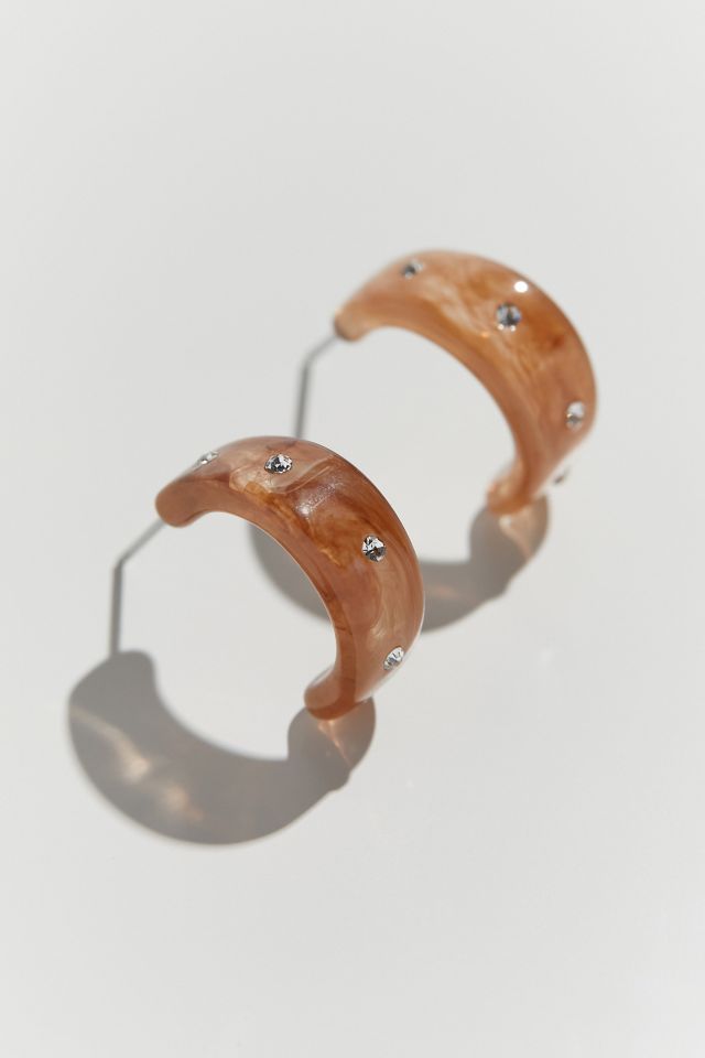 Boucles d'Oreilles Créoles en Résine et Strass #1