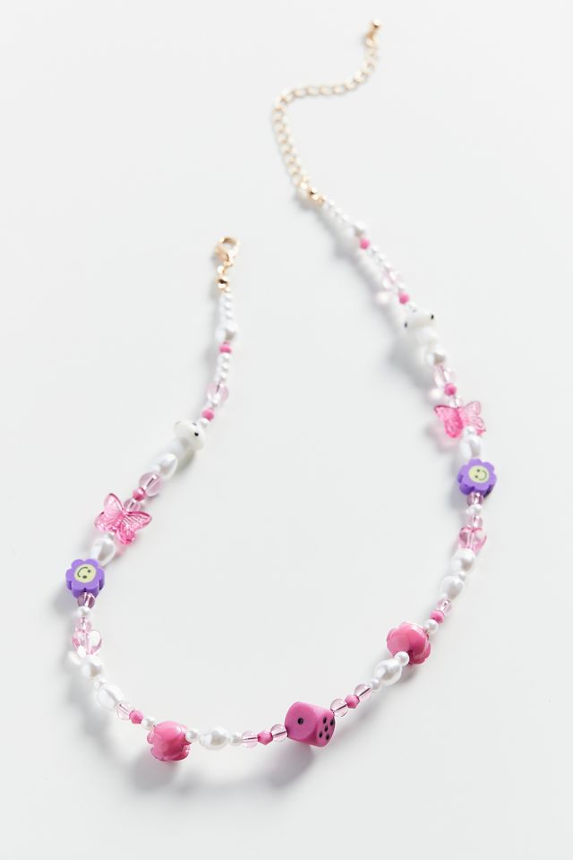 Butterfly Flower Beaded Necklace Urban Outfitters