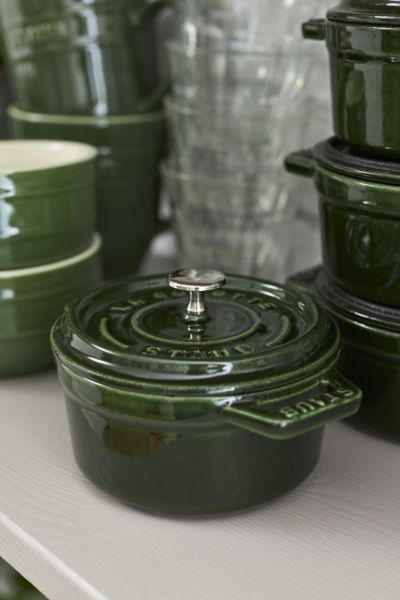 Staub Cast Iron 0.25-qt Mini Round Cocotte In Basil