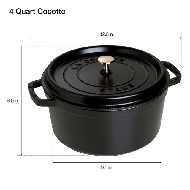Staub Cast Iron 4-qt Round Cocotte | Urban Outfitters