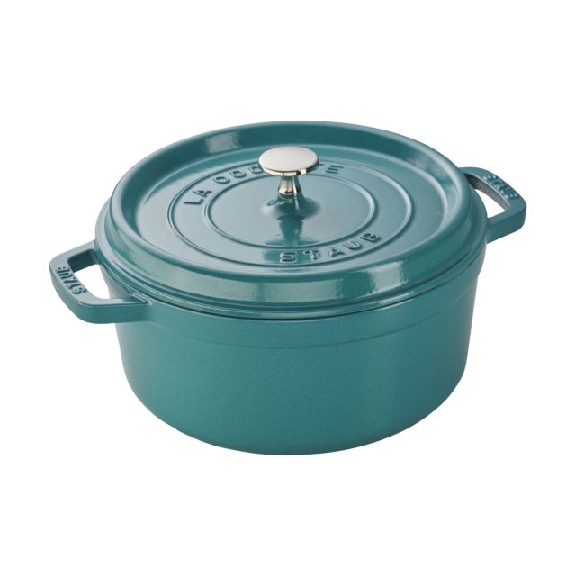 Turquoise Enameled Cast Iron 4-Quart Round Cocotte