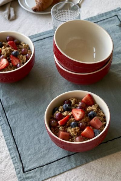 Staub Ceramic 2-pc Large Universal Bowl Set In Cherry