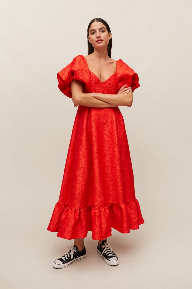 sister jane rose tiered dress 刺繍 Sister Jane Grandma Rose Midi Dress | Urban Outfitters