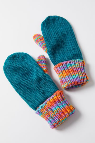 Space-Dye Colorblock Mitten | Urban Outfitters